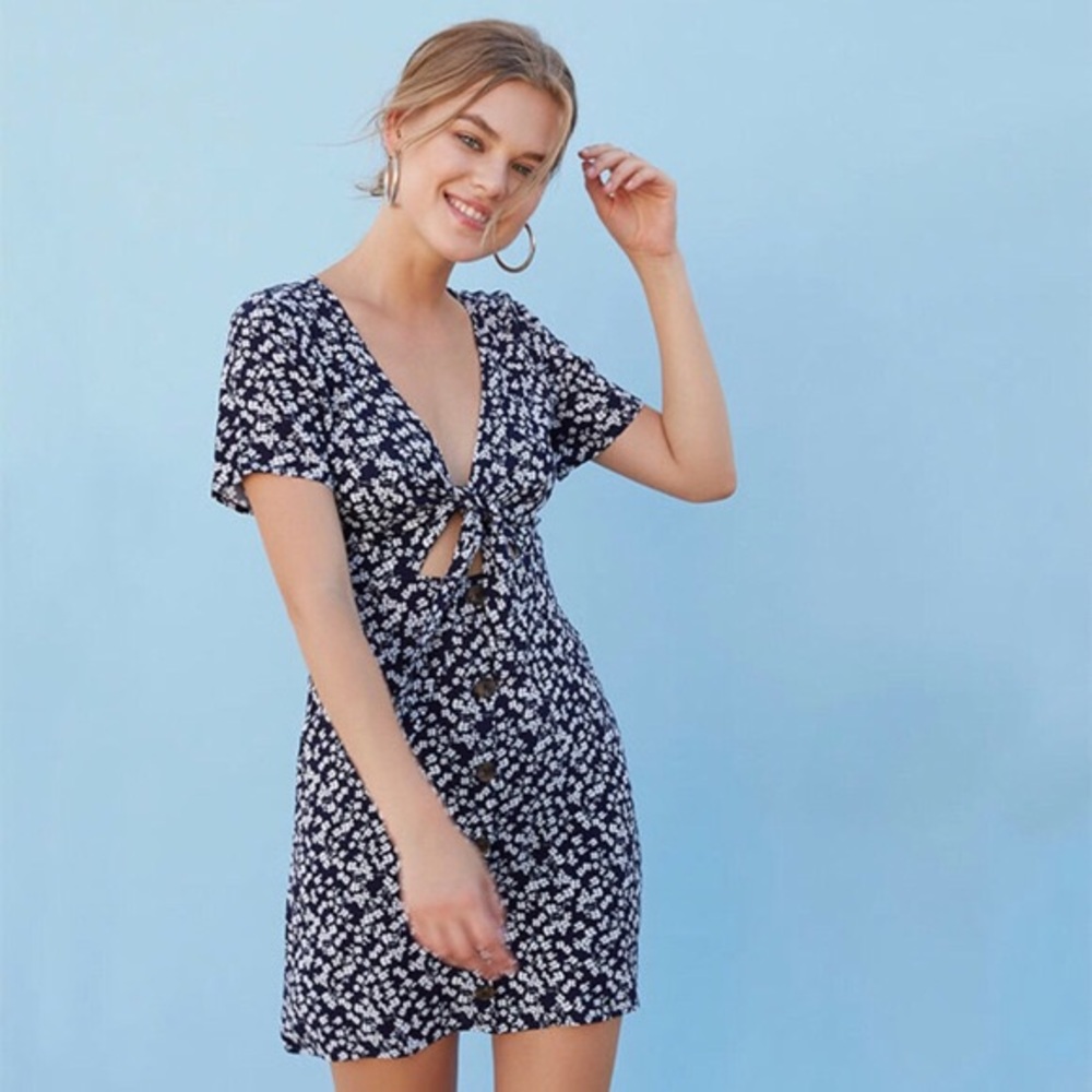 PacSunxLottieMoss Floral Tie Front Mini Dress